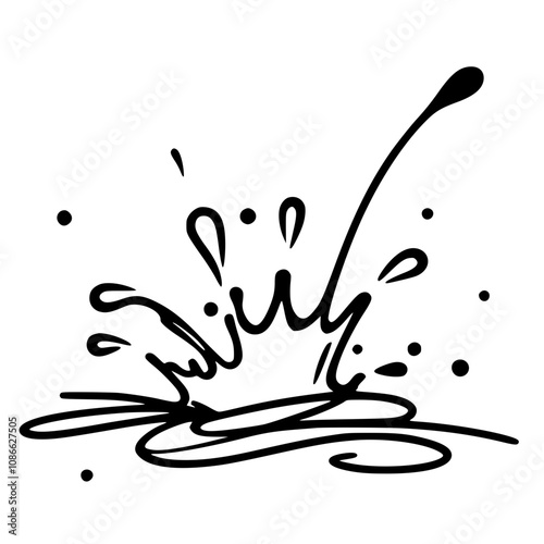 One line art abstract paint splash silhouette