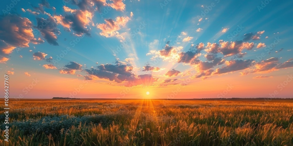 Golden Sunset Over a Field of Wheat Golden Sunset Over a Field of Wheat
