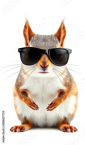 Cool Squirrel in Shades: A Fun, Digital Illustration. AI Generated