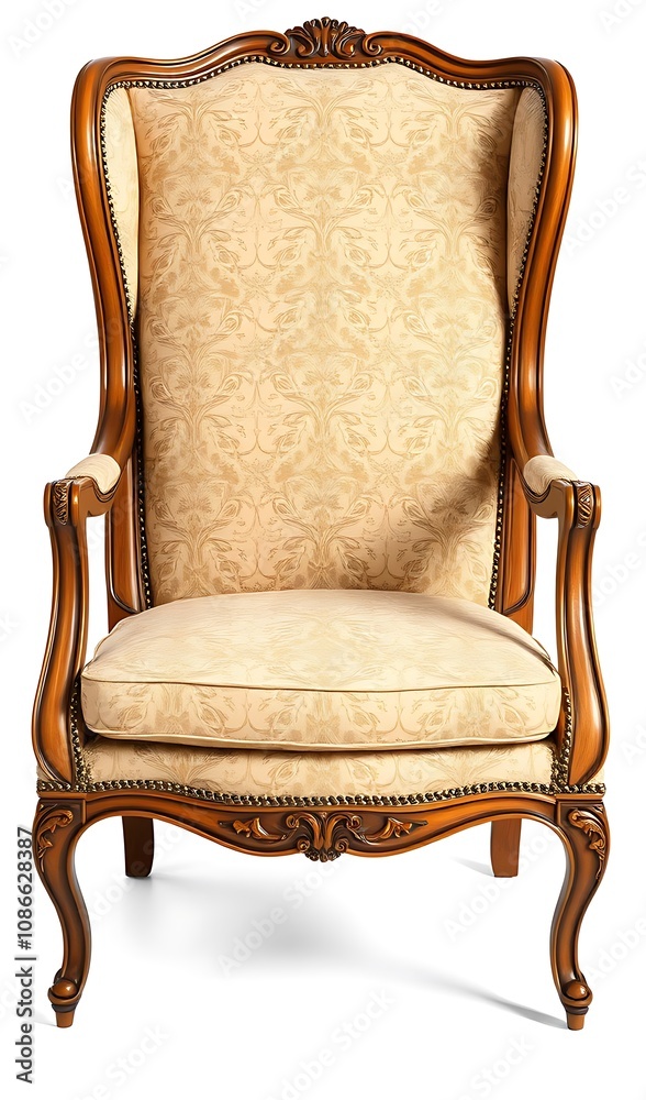 Elegant French-Style Wingback Chair: Studio Product Shot. AI Generated Elegant French-Style Wingback Chair: Studio Product Shot. AI Generated