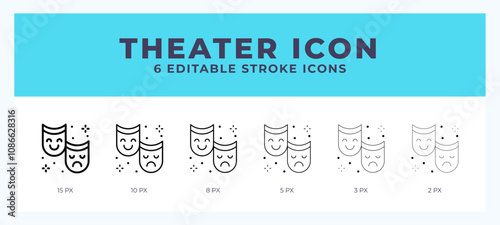 Theater icon with editable stroke. Outline icon vector illustration.