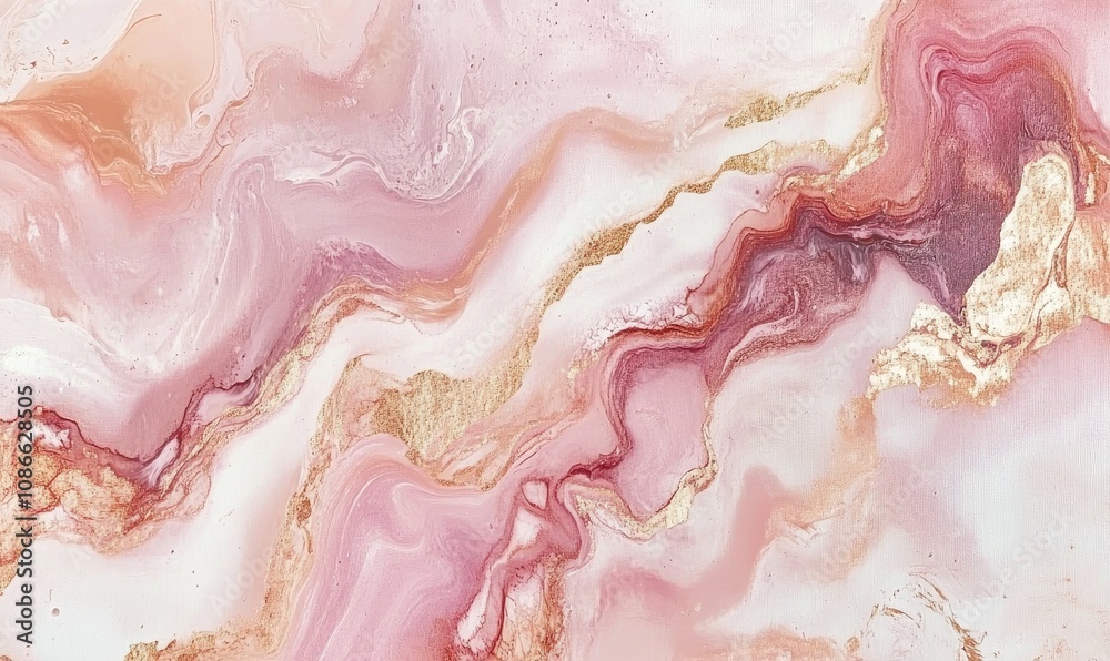 Abstract Pink and Gold Swirls - Liquid Art with Metallic Accents Abstract Pink and Gold Swirls - Liquid Art with Metallic Accents