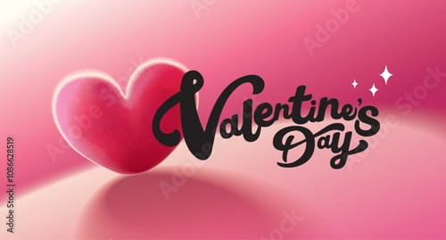 Happy Valentines Day typography with handwritten calligraphy text, isolated on pink background. Romantic Template design for celebrating valentine's Day on 14 February. Vector Illustration