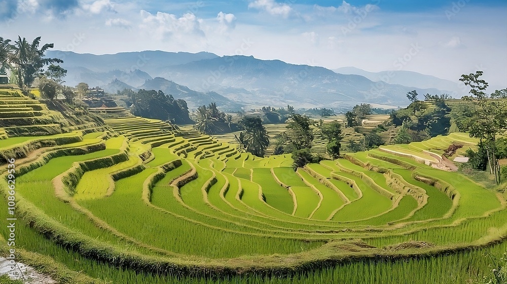 A photo of the most beautiful rice fields A photo of the most beautiful rice fields