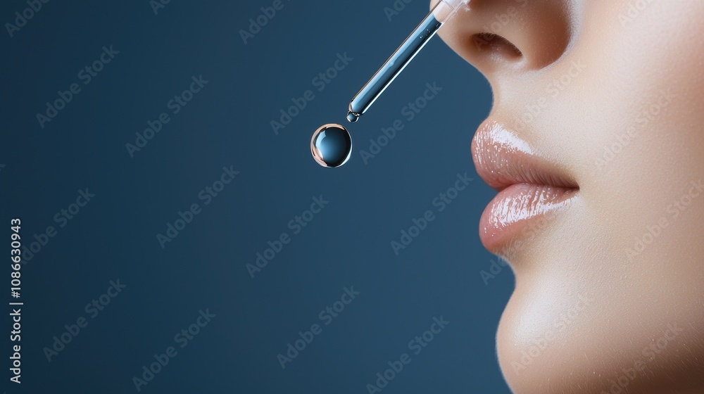 Obraz premium A person applying eye drops, with a focus on the drop falling into the eye and providing relief from dryness or irritation.