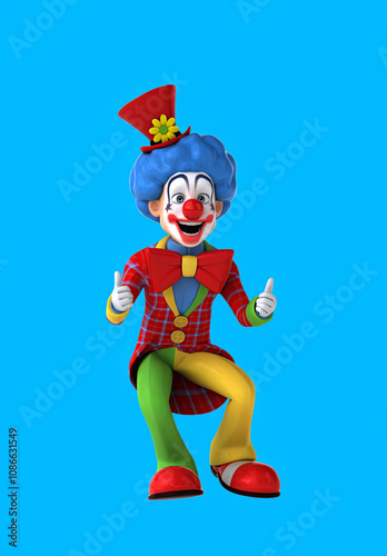 Fun cartoon clown with thumbs up and down photo