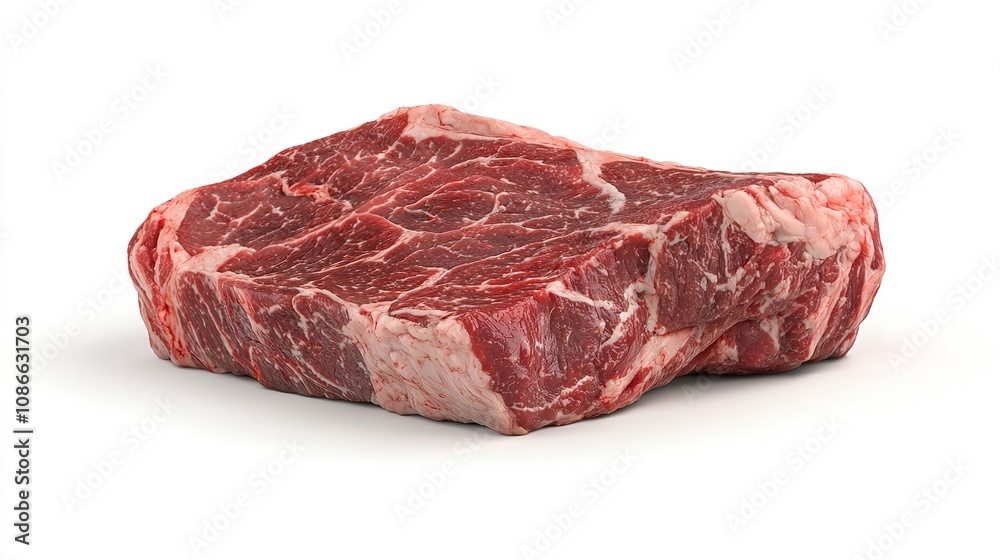 Raw Beef Meat Isolated on White Background - 16K Raw Beef Meat Isolated on White Background - 16K