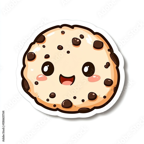 Cartoon Chocolate Chip Cookie with a Happy Face