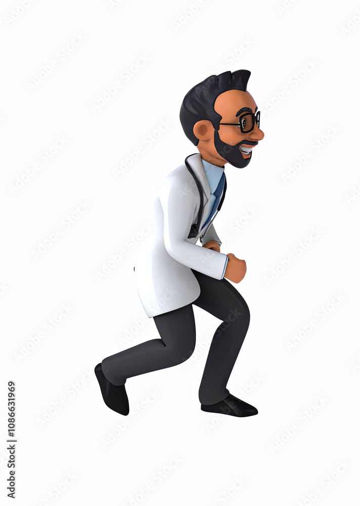Fun 3D cartoon illustration of a fun indian doctor with alpha included Fun 3D cartoon illustration of a fun indian doctor with alpha included