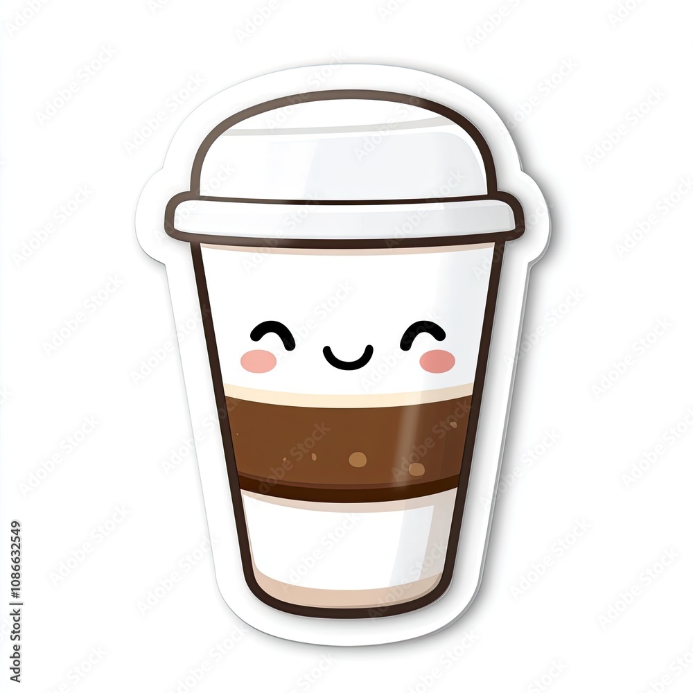 Cartoon Illustration of a Smiling Coffee Cup with a Lid Cartoon Illustration of a Smiling Coffee Cup with a Lid