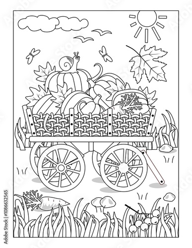 Harvest, autumn, Halloween or Thanksgiving coloring page activity, sign, poster
