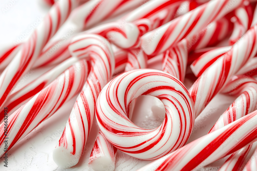 Festive Red and White Candy Canes Isolated on White Festive Red and White Candy Canes Isolated on White