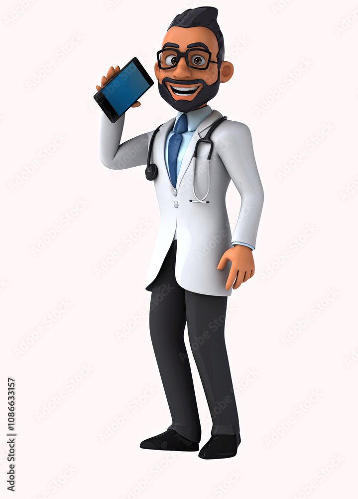 Fun 3D cartoon illustration of a fun indian doctor with alpha included Fun 3D cartoon illustration of a fun indian doctor with alpha included
