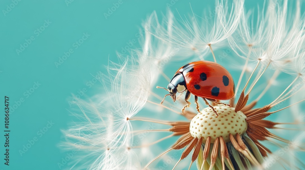 Ladybug on a Dandelion Seed Head Ladybug on a Dandelion Seed Head