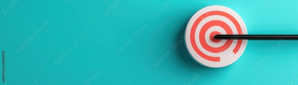 A close-up of a target with concentric red circles, pierced by an arrow, set against a turquoise background, symbolizing focus and achievement. A close-up of a target with concentric red circles, pierced by an arrow, set against a turquoise background, symbolizing focus and achievement.