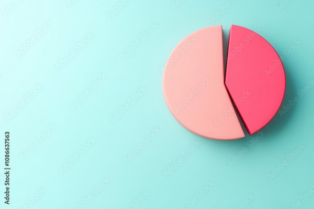 A colorful pie chart with a pink and coral section on a mint green background, representing data visualization and analysis. A colorful pie chart with a pink and coral section on a mint green background, representing data visualization and analysis.