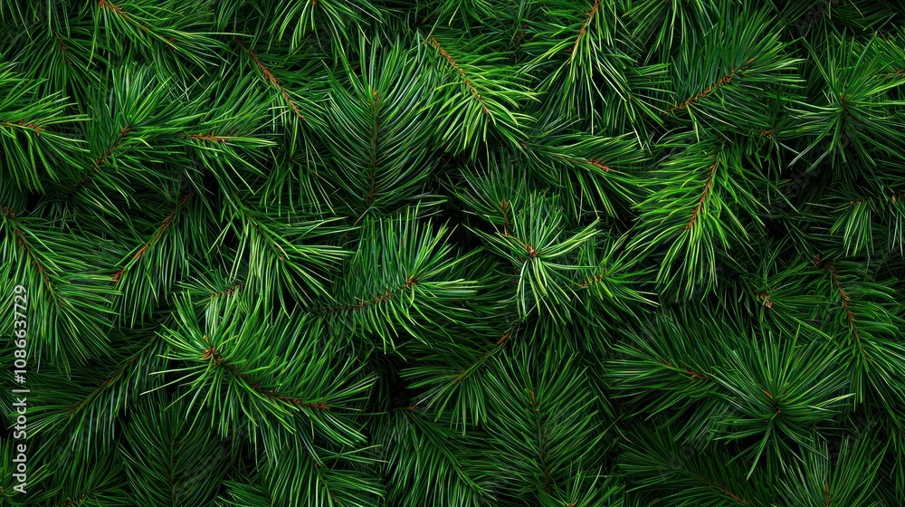 Rich green pine needles forming a seamless background, ideal for Christmas and New Year holiday themes Rich green pine needles forming a seamless background, ideal for Christmas and New Year holiday themes
