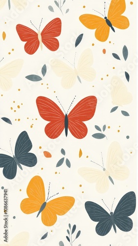 Seamless butterfly pattern design with watercolor style, nature-inspired