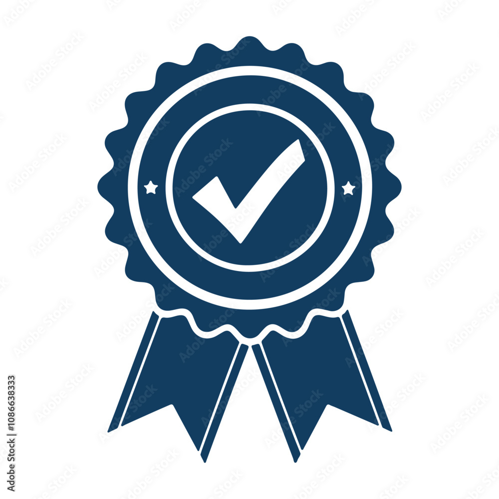 Approved or certified medal icon in a flat design. Rosette icon. Award vector Approved or certified medal icon in a flat design. Rosette icon. Award vector