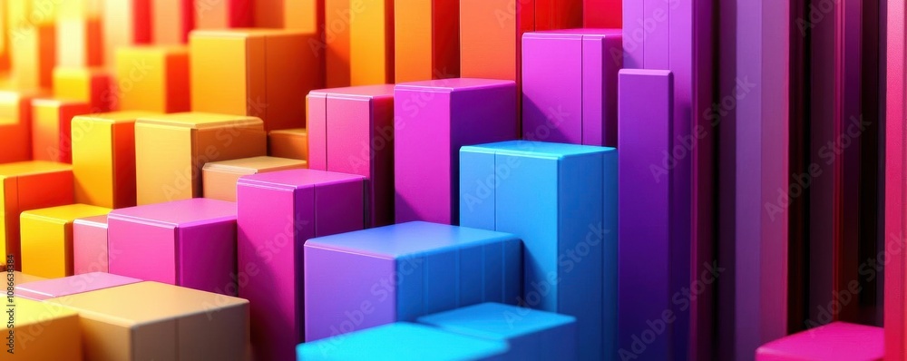 A vibrant, abstract representation of colorful blocks stacked in a modern, geometric arrangement, showcasing depth and dimension. A vibrant, abstract representation of colorful blocks stacked in a modern, geometric arrangement, showcasing depth and dimension.