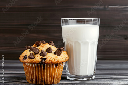 Delicious Homemade Chocolate Chip Muffin with Crumbly Top photo