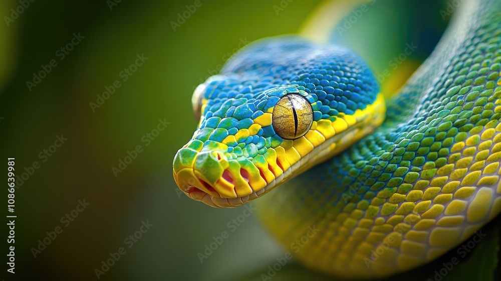 Fototapeta premium Close-Up of a Green Tree Python's Eye