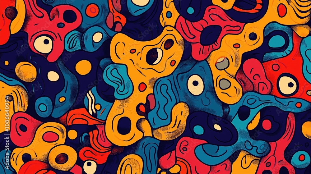 Fototapeta premium Colorful Abstract Shapes in Cartoon Style