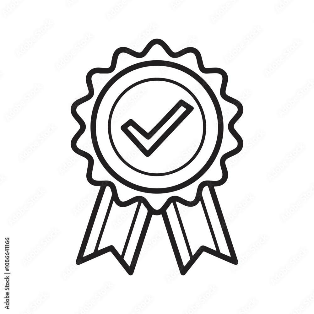 Approved or certified medal icon in a flat design. Rosette icon. Award vector Approved or certified medal icon in a flat design. Rosette icon. Award vector