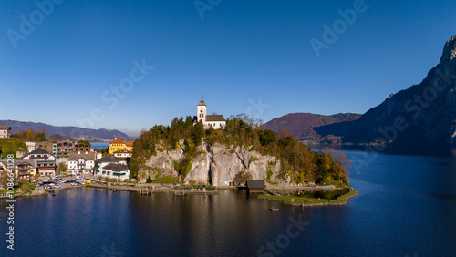 Austria. Alps. Hallstatt. Traunkirchen. Sunny day. Nature. Lake. Forest