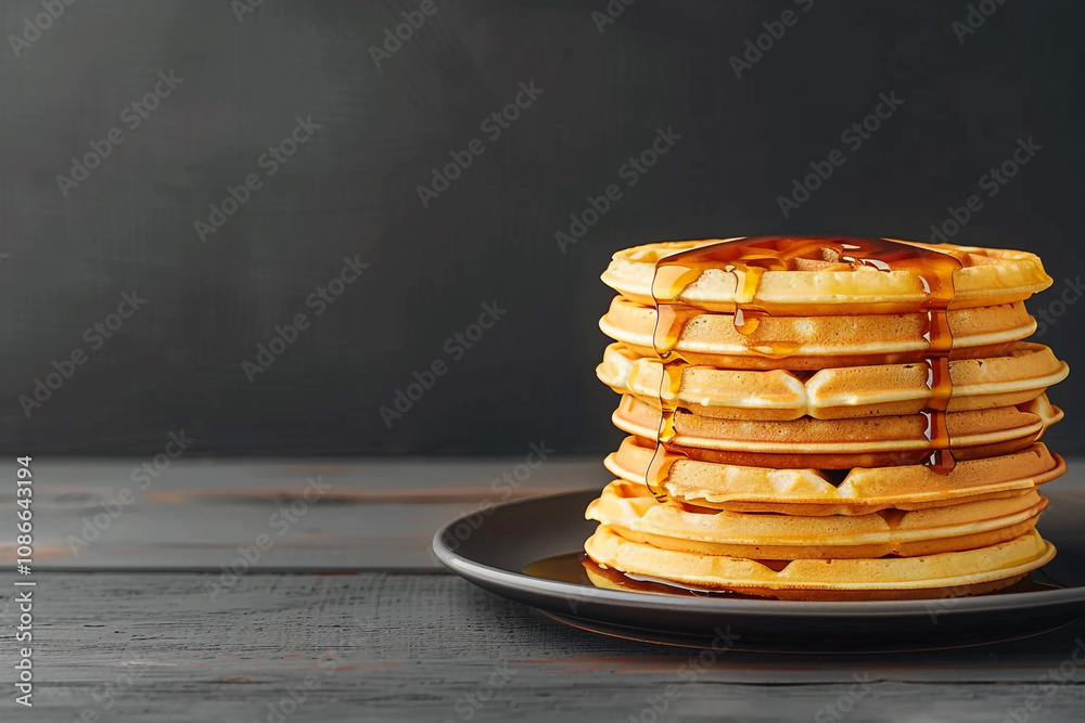 custom made wallpaper toronto digitalDelicious Stack of Waffles with Syrup Dripping Down on a Cozy Brown Plate