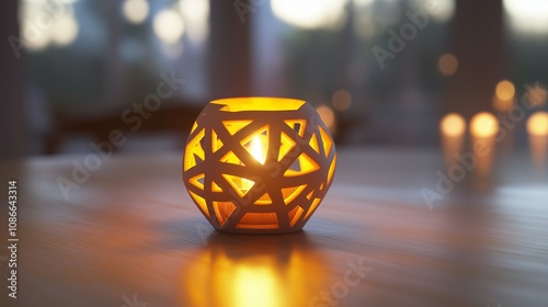 Elegant Decorative Candle Holder with Intricate Design Casting Warm Glow in Cozy Indoor Setting, Creating a Serene and Inviting Atmosphere for Relaxation and Gatherings