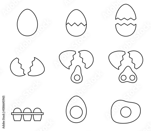 シンプルな卵のイラストセット　ベクター
