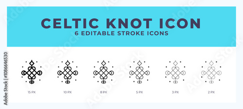 Celtic knot line icon illustrations with editable strokes.