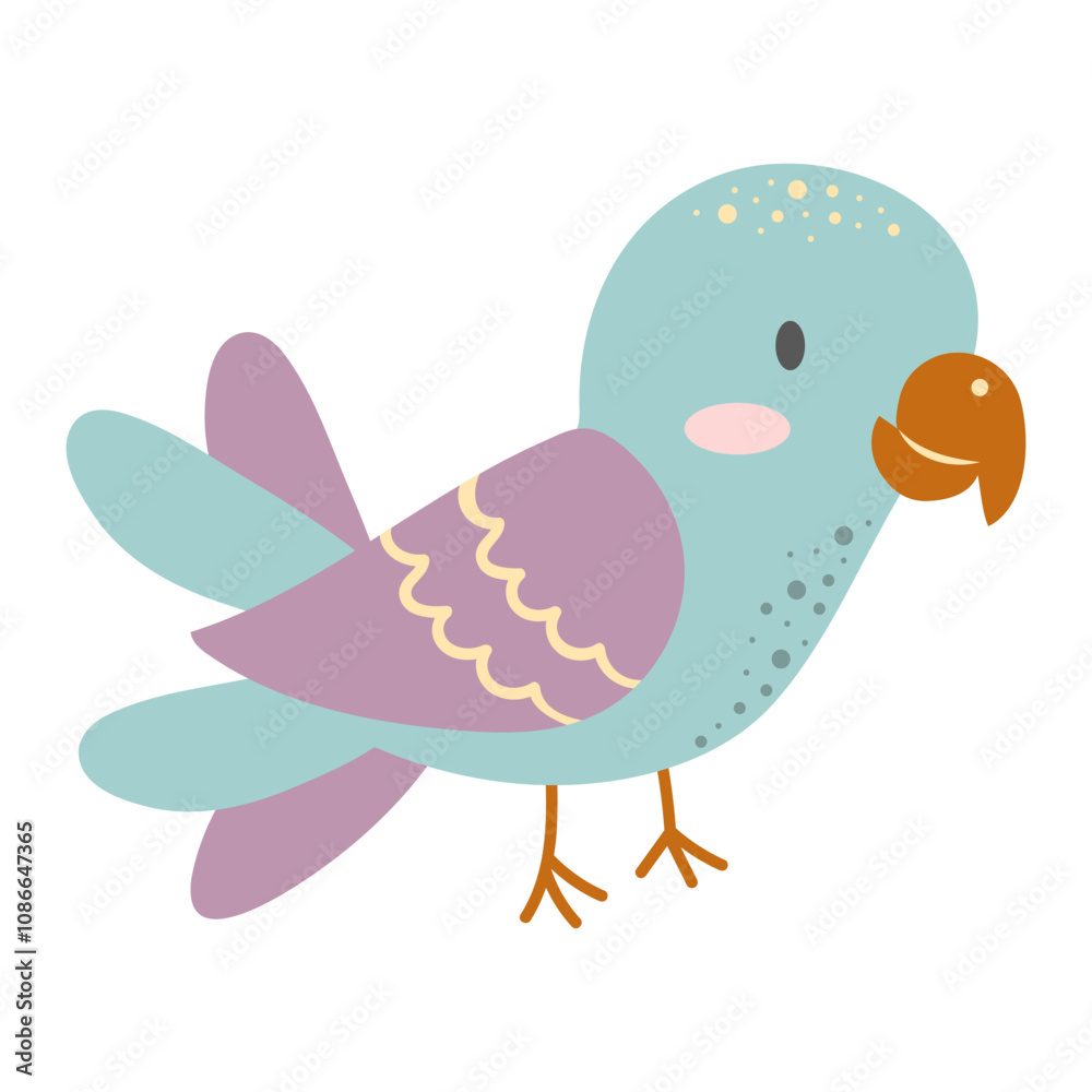 Cute parrot isolated on white background. Cartoon nursery art baby character. Cute parrot isolated on white background. Cartoon nursery art baby character.