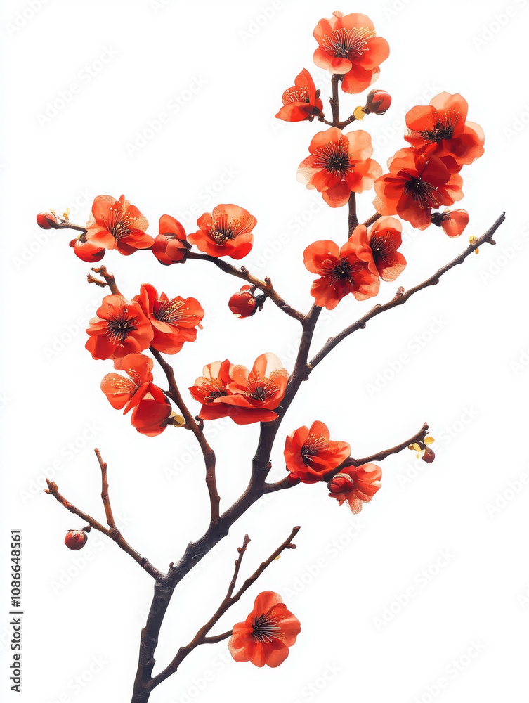 Beautiful orange cherry blossom branch with delicate flowers Beautiful orange cherry blossom branch with delicate flowers
