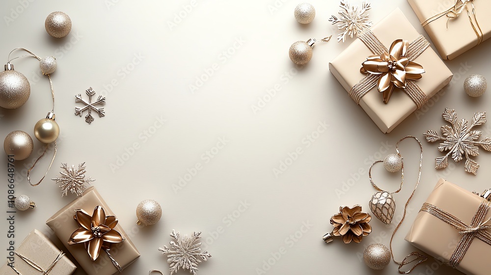 Dynamic snowflake designs surrounding artistic giftthemed sale texts, Christmas Deals, stylized festive vision Dynamic snowflake designs surrounding artistic giftthemed sale texts, Christmas Deals, stylized festive vision