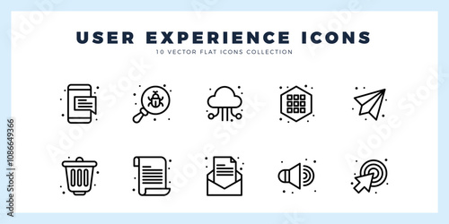 10 User Experience Lineal icon pack. vector illustration.