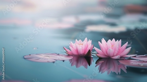 Water lilies floating on a calm pond
