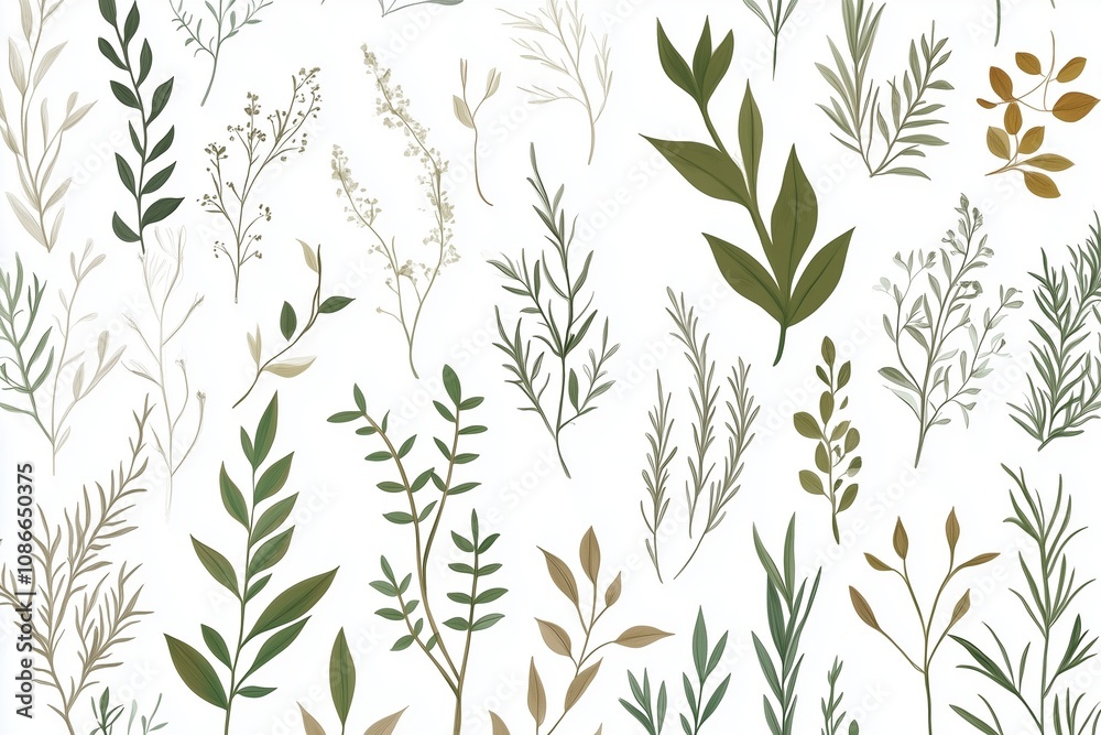 leaves pattern illustration in white background leaves pattern illustration in white background