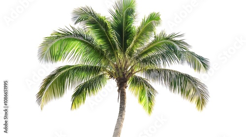 Lush Green Coconut Palm Tree Isolated on White Background AI Generated