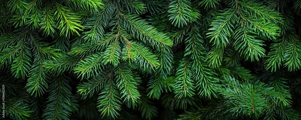 Vibrant green fir branches overlapping to form a festive backdrop, perfect for holiday decorations Vibrant green fir branches overlapping to form a festive backdrop, perfect for holiday decorations