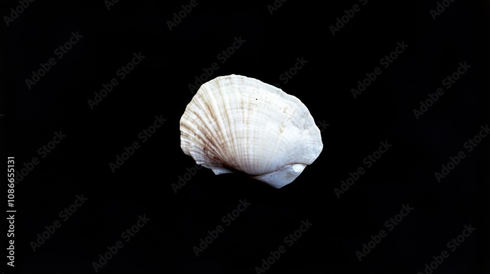 acro shot of a pale, soft-textured seashell on a dark black quality acro shot of a pale, soft-textured seashell on a dark black quality