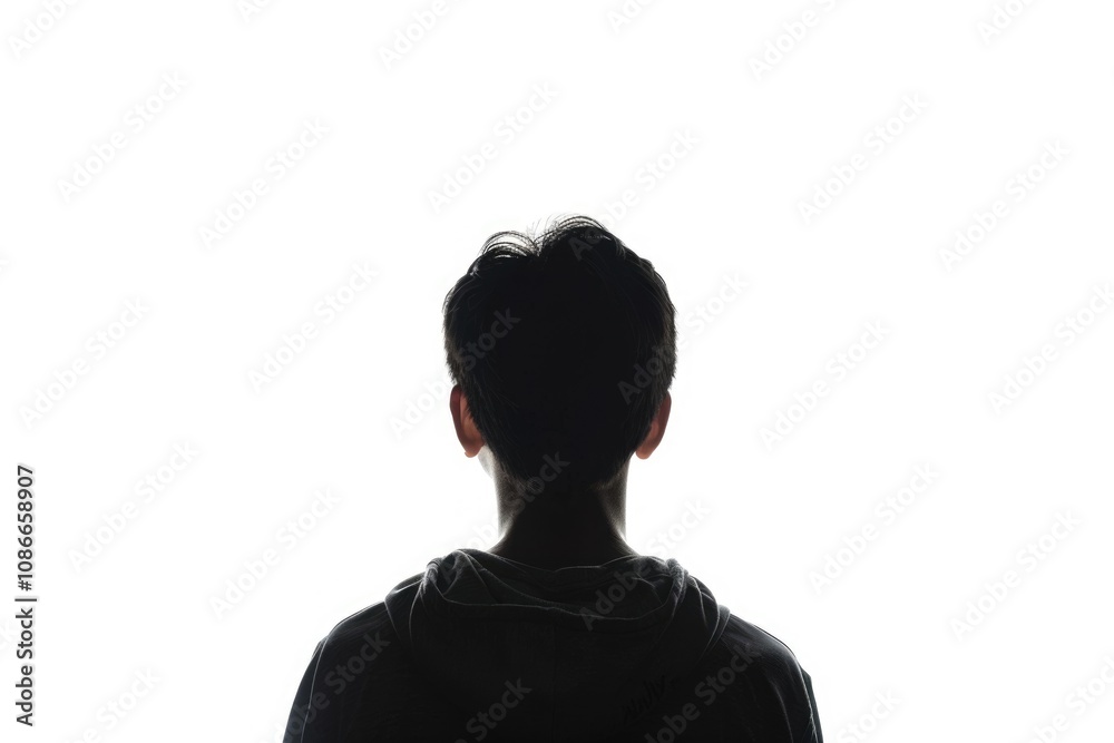 silhouette of man from behind on white background looks away silhouette of man from behind on white background looks away