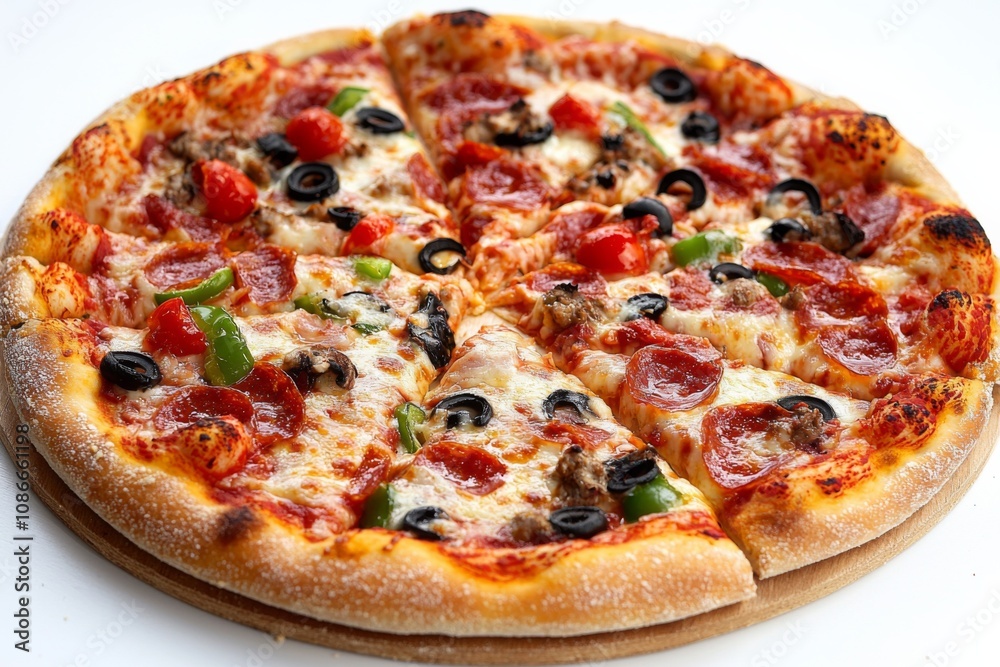Delicious Pizza on Table Close Up Delicious Pizza on Table Close Up