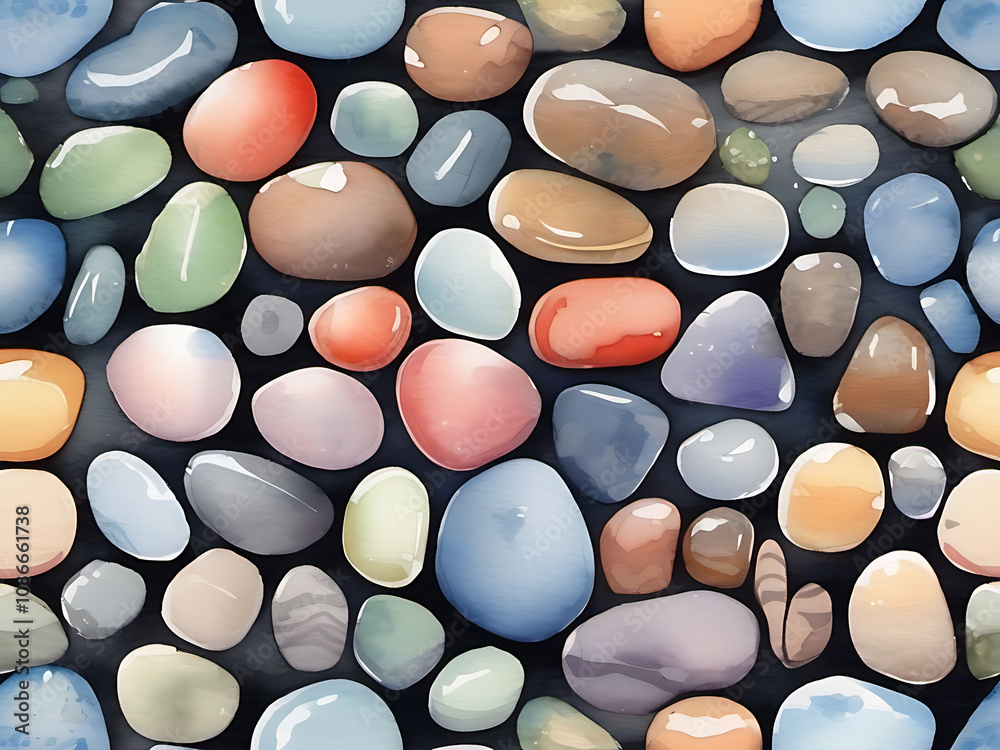 Smooth Pebbles in Watercolor