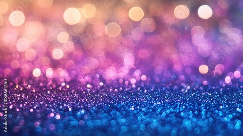 Vibrant glitter lights in blue, purple, and pink hues with a dreamy bokeh effect, creating a whimsical background perfect for romantic events and festive celebrations