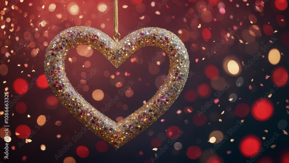 Beautiful lovely valentine background with heart and glitter backdrop