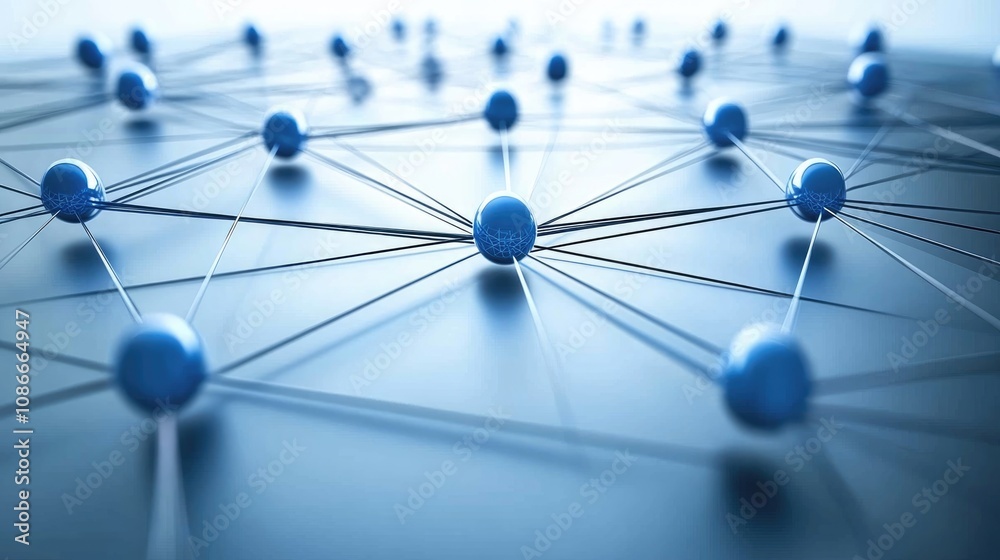 Blue Network Connection Structure with Spheres and Interconnecting Lines on Gradient Background Highlighting Digital Connectivity and Technology Themes Blue Network Connection Structure with Spheres and Interconnecting Lines on Gradient Background Highlighting Digital Connectivity and Technology Themes