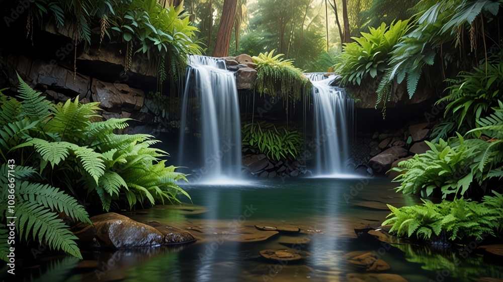 a waterfall with a waterfall in the background a waterfall with a waterfall in the background
