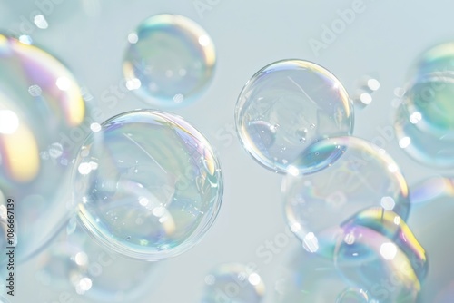 Wallpaper Mural Light shiny bubbles soars over a white background. Torontodigital.ca